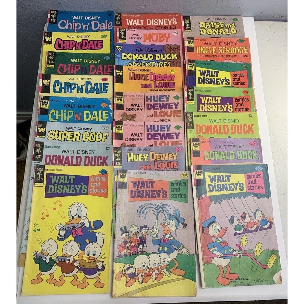 Lot of 23 Walt Disney Comics Gold Key Whitman Chip N Dale Donald Duck Moby Duck